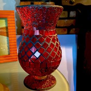 10’ Large Gorgeous Red Vase Candle Holder NeverUsed